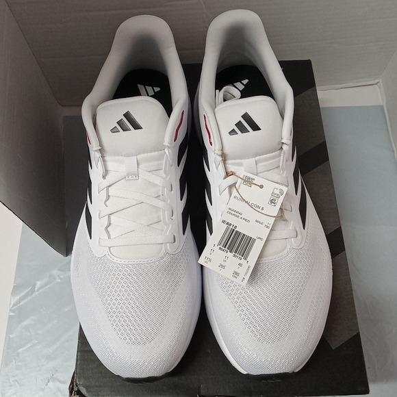 Adidas Runfalcon 5 White Black Scarlet Red Running Shoes IE8818 Men's Size 11.5 - Picture 3 of 9
